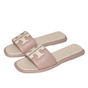 Tory Burch- Women's T Monogram Embossed Leather Slide Sandals